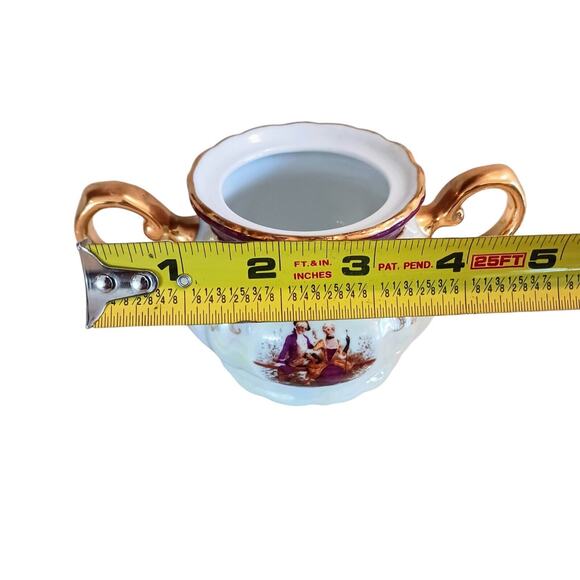 GNA Fine Porcelain Sugar Bowl w Lid 24k Hand Painted Victorian Iridescent Vintag - Picture 9 of 11